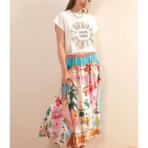 ME369 Sz XS-S Alexa Florida Printed Midi Skirt NWT - Picture 12 of 12